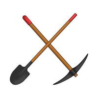 illustration of pickaxe with shovel vector
