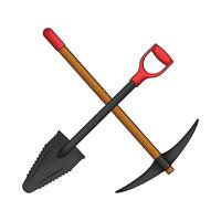 illustration of shovel with pickaxe vector