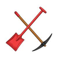 red shovel with pickaxe vector
