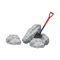 shovel with rock illustration vector