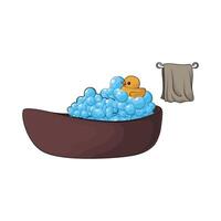 toy duck with bubbles in the bathtub vector