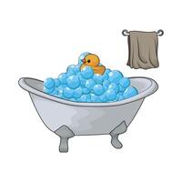 illustration of there is a duck in the bathtub vector