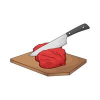 illustration of a chopping board used as a base for cutting meat vector