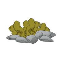 underwater stone and seaweed vector