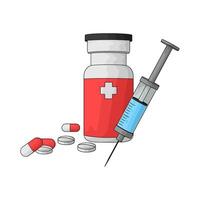 pill bottle with syringe vector