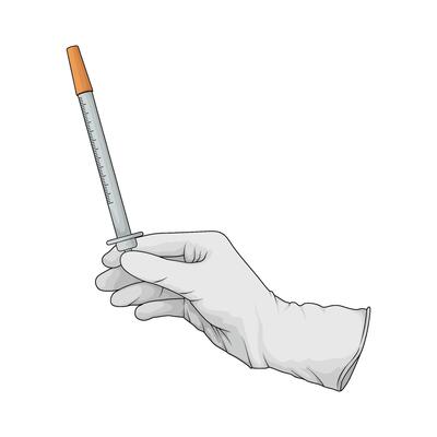 doctor's hand holding an injection illustration
