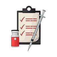 syringe with Vaccination Checklist illustration vector