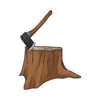 axe on the tree trunk vector