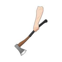 sharp axe with wood handle illustration vector