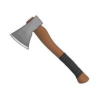 illustration of sharp axe and wooden handle vector