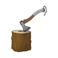 wood trunk and axe vector