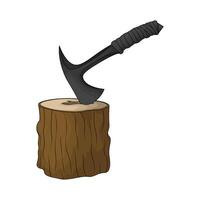 tree trunk with axe vector
