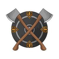 crossed axe with shield illustration vector