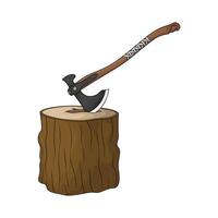 tree trunk and axe vector