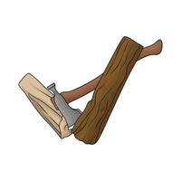 splitting wood using an axe vector