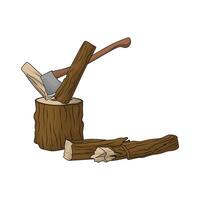 illustration of wood cut using an axe vector