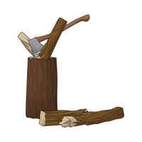 wood cut with an axe vector