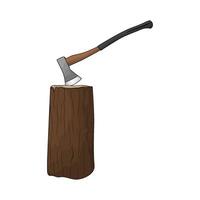 axe with tree trunk vector