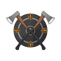 crossed axe with shield vector