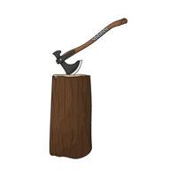 axe with tree trunk illustration vector