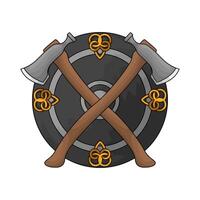 illustration of shield with crossed axe vector