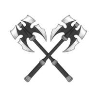 crossed medieval axe illustration vector