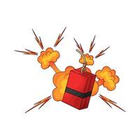 Dynamite bomb explosion with burning wick vector
