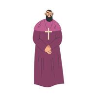 Medieval Man Priest Character in Standing Pose Illustration vector