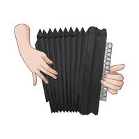 hands playing the accordion vector