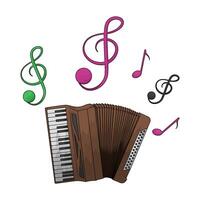 Classic accordion with music notes vector