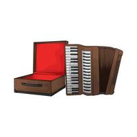 illustration of Accordion with accordion hard case vector