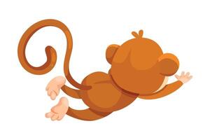 Cute Playful Monkey Character with Long Tail Jump Illustration vector