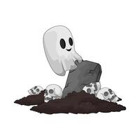 ghost in the grave with many skulls vector
