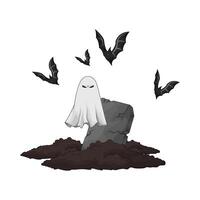 ghost surrounded by bats vector