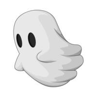 illustration of ghost in the graveyard with many skull vector