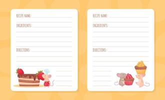 Empty Note Recipe Card with Cute Little Mouse Character Template vector