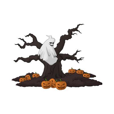 scary ghost in haunted tree