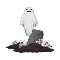 ghost in the grave with many skeletons illustration vector