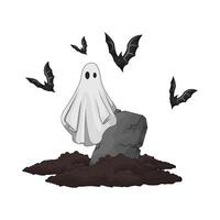 ghost with bats illustration vector