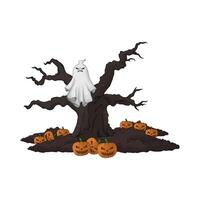 scary ghost in a tree vector