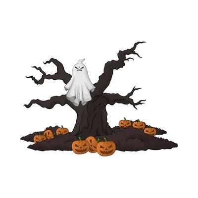 scary ghost in a tree