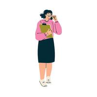 Multitasking Woman Character Doing Multiple Task Stand with Clipboard Illustration vector