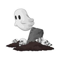 ghost in the grave with many skeletons vector