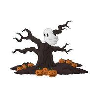 spooky ghost in the tree vector