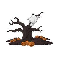 spooky ghost in a tree vector