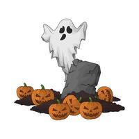 illustration of ghost with halloween pumpkin vector