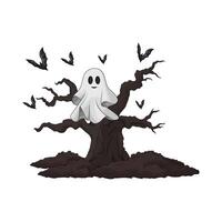 Scary ghost in the tree vector