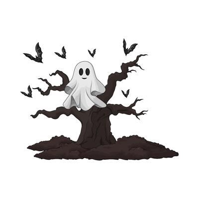 Scary ghost in the tree