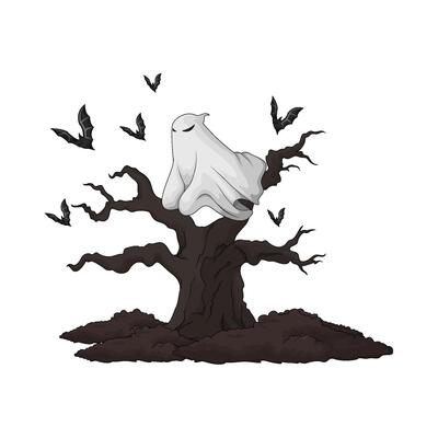 Scary ghost in tree