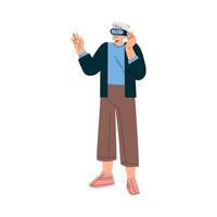 New Technologies with Man Character in Virtual Glasses Illustration vector